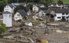 Flooding Schuld near Bad Neuenahr, western Germany, on 15 July 2021.