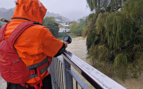 Hydrology team monitoring Nelson river velocity.