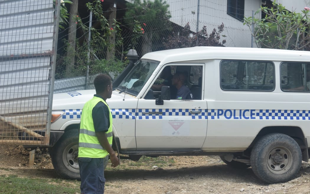 Police at the site of Sunday's explosion