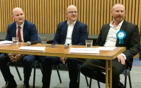 Waimakariri candidates Dan Rosewarne (Labour), Matt Doocey (National) and Gordon Malcolm (Democracy NZ).