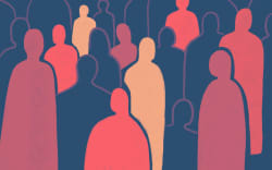 Silhouettes of figures in different colours