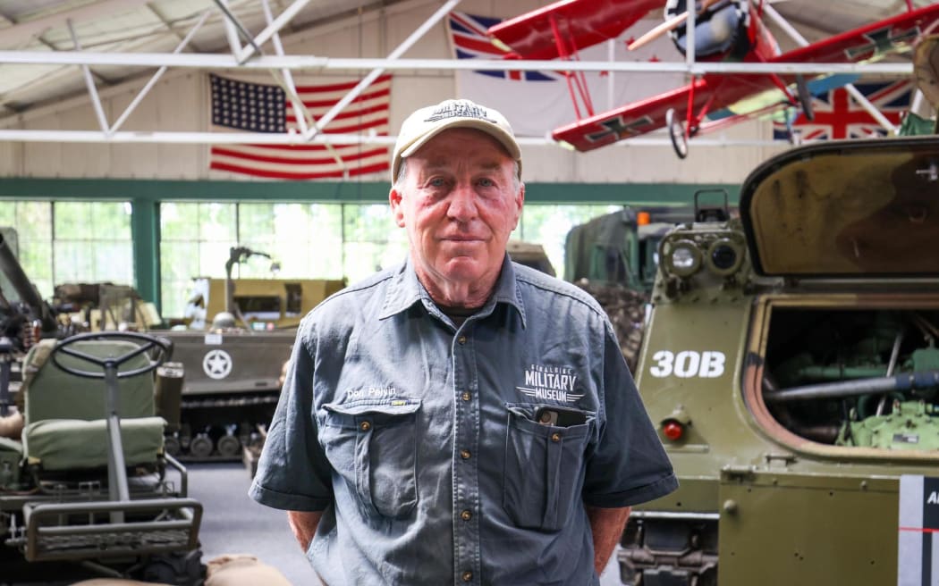 Don Pelvin owns the Geraldine Military Museum where the controversial Nazi exhibit is on display.