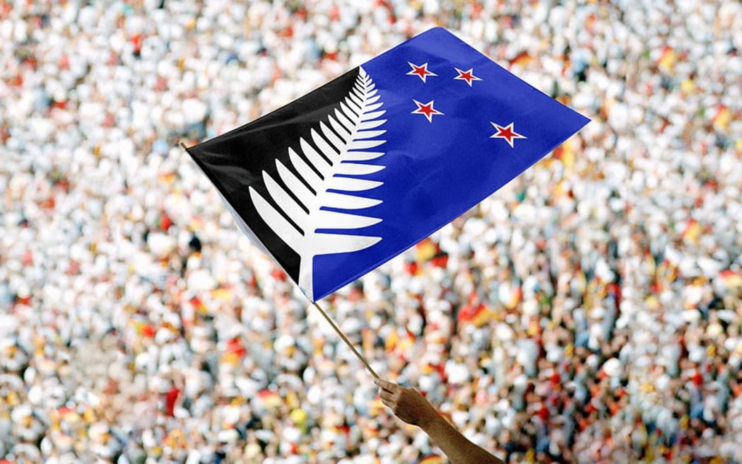 Silver Fern: Black, White and Blue flag