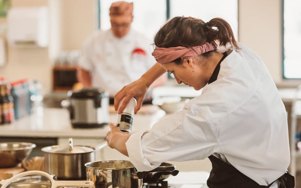 Sustainable Food Co Chef Amy Klitscher in the kitchen
