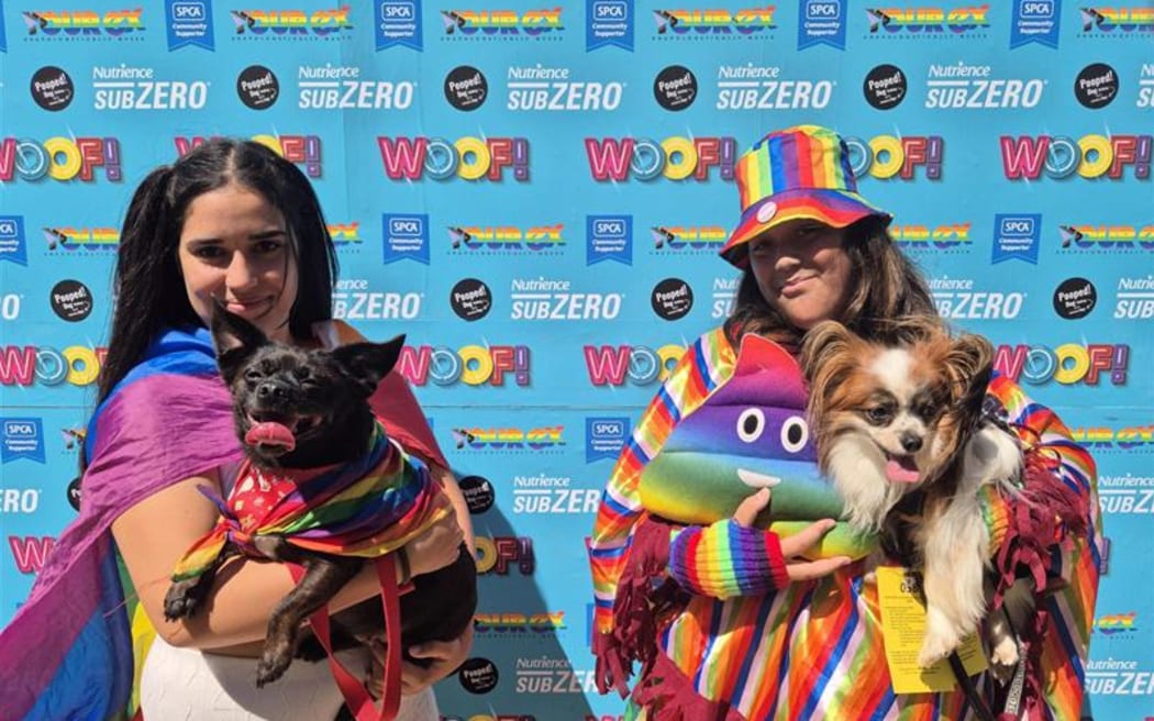 Angel with dog Coco (left) and Anna with dog Hunter (right).
