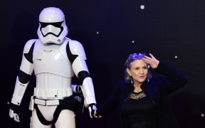 Carrie Fisher at the opening of the European Premiere of "Star Wars: The Force Awakens".