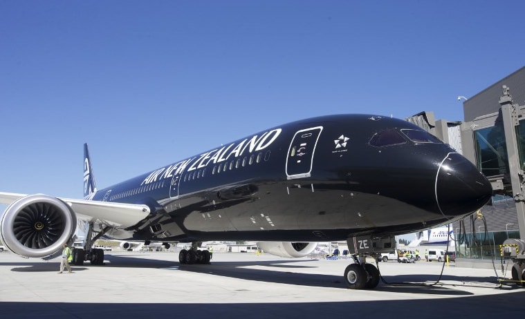An Air New Zealand 787-9 Dreamliner at the Boeing Delivery Center in 2014.