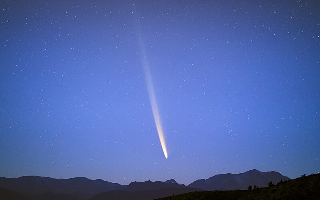 Comet C/2023 A3 (Tsuchinshan–ATLAS) in the dawn sky over the U.S. National Science Foundation Cerro Tololo Inter-American Observatory.