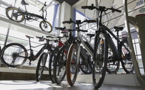 E-Bikes in a store.