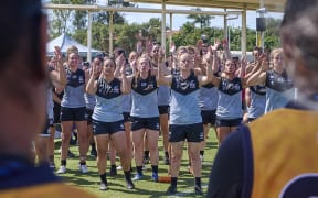 NZ Kahu challenge Nauru with a haka.