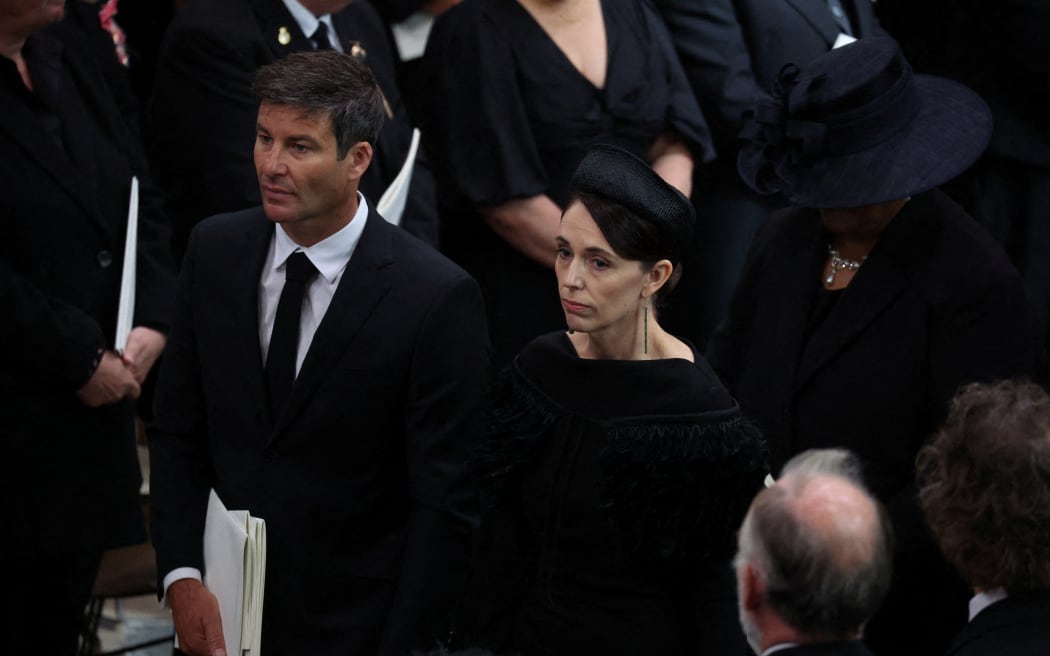 New Zealand's Prime Minister Jacinda Ardern attends the State Funeral Service for Britain's Queen Elizabeth II, at Westminster Abbey in London on September 19, 2022. - Leaders from around the world will attend the state funeral of Queen Elizabeth II. The country's longest-serving monarch, who died aged 96 after 70 years on the throne, will be honoured with a state funeral on Monday morning at Westminster Abbey. (Photo by PHIL NOBLE / POOL / AFP)