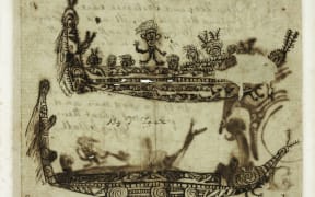 Drawing of waka, among five by Tūai of Ngāre Raumati and Titeree from Rangihaua which will be loaned to the Royal Academy of Arts in London.