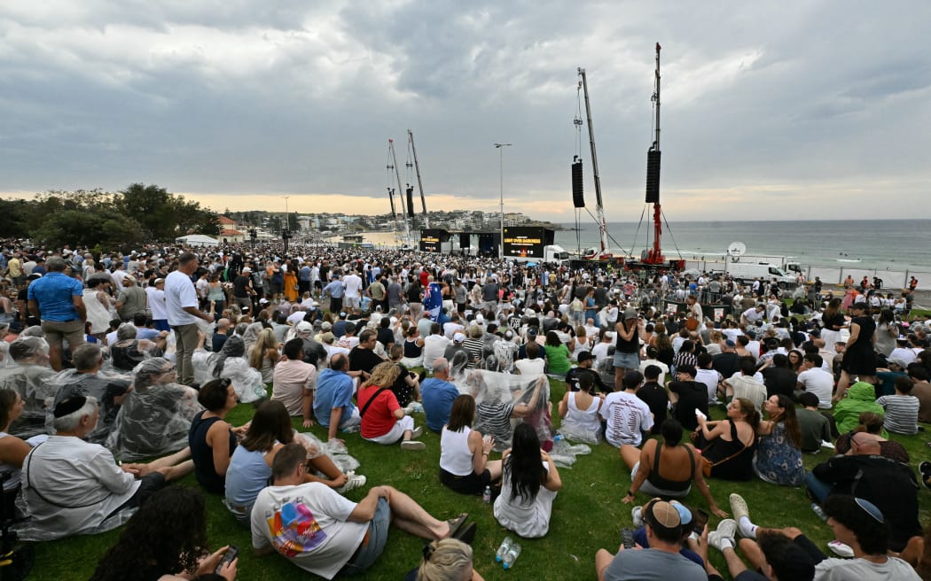 Mourners attend the memorial held for the victims of the shooting at Bondi Beach in Sydney.