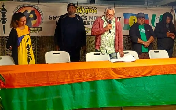 Emmanuel Tjibaou speaks after his election as new President of Union Calédonienne party – 24 November 2024 – PHOTO RRB