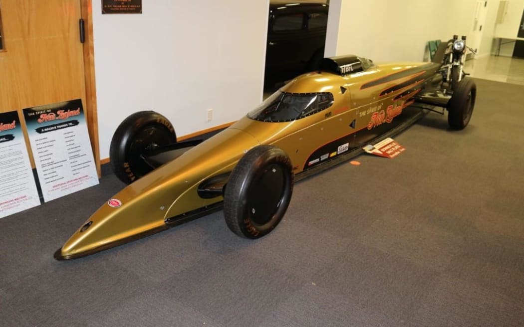 The car that Dave Alexander will drive when he sets out to break the land speed record at Bonneville Salt Flats in the United States.
