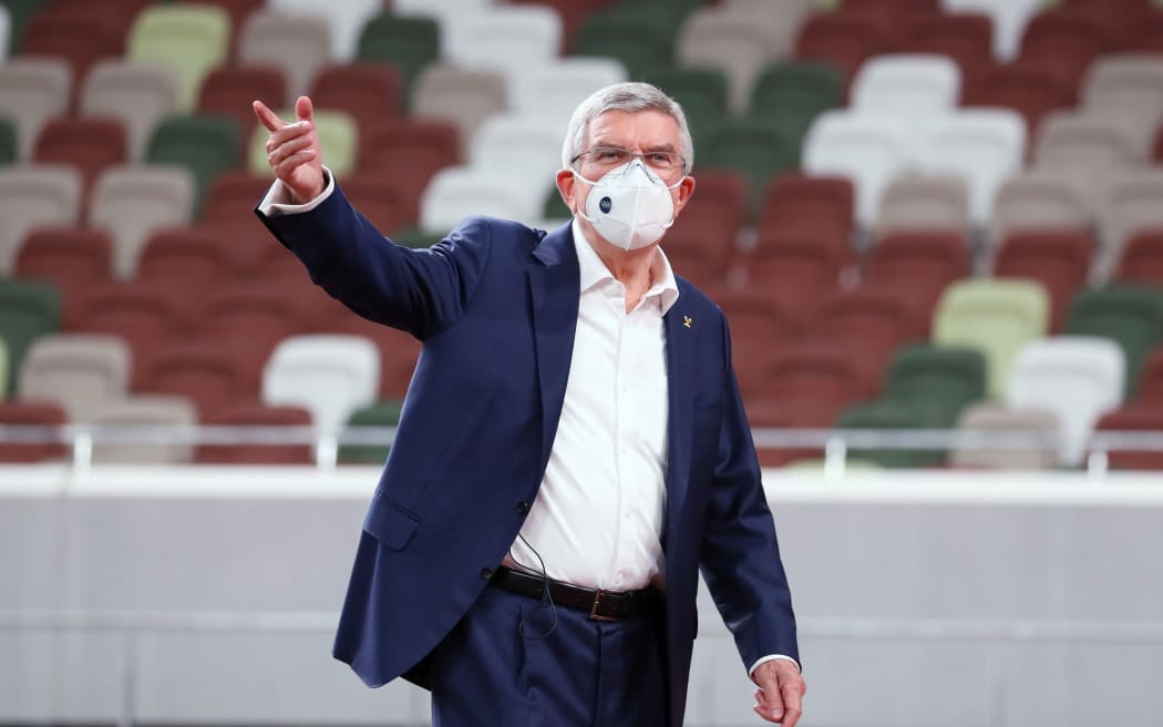 IOC President Thomas Bach at the  Tokyo National Stadium (Olympic Stadium). 2020.