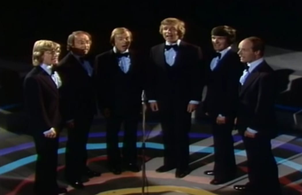 The original King's Singers, bass Brian Kay at right