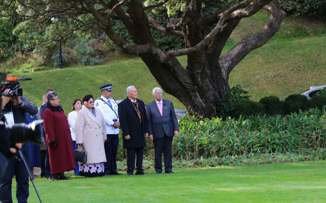 Waiting to be called onto the grounds of Government House in Wellington