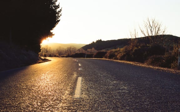 Sunset on a rural NZ road