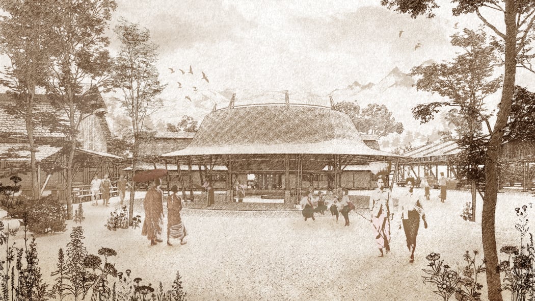 The village pavillion, part of the design for the proposed site by Myint Aung San
