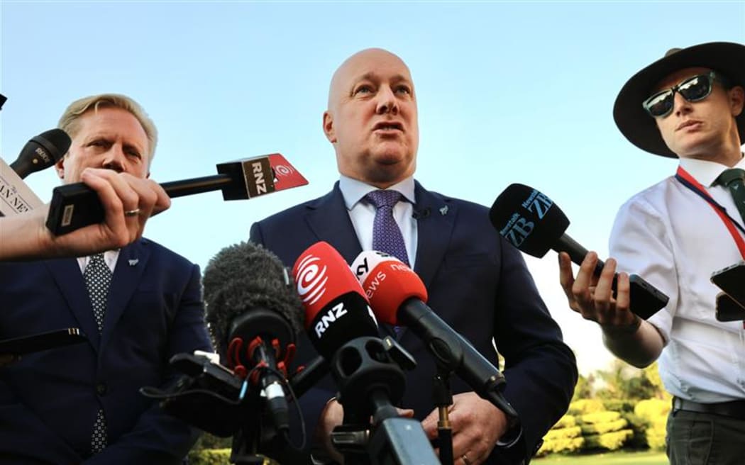 Prime Minister Christopher Luxon speaks with media in New Delhi, India on 17 March 2025.