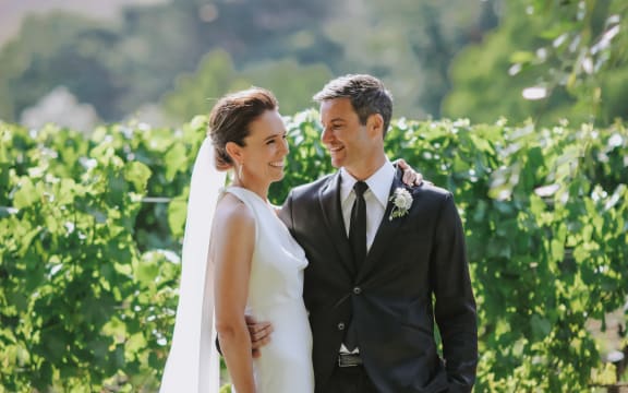 Jacinda Ardern and Clarke Gayford, pictured on their wedding day - 13 January 2024 - at Craggy Range Winery in Hawke's Bay,.