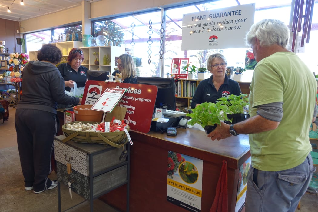 Ann Naus says the till has been steady since Big Jims Garden Centre reopened this morning.