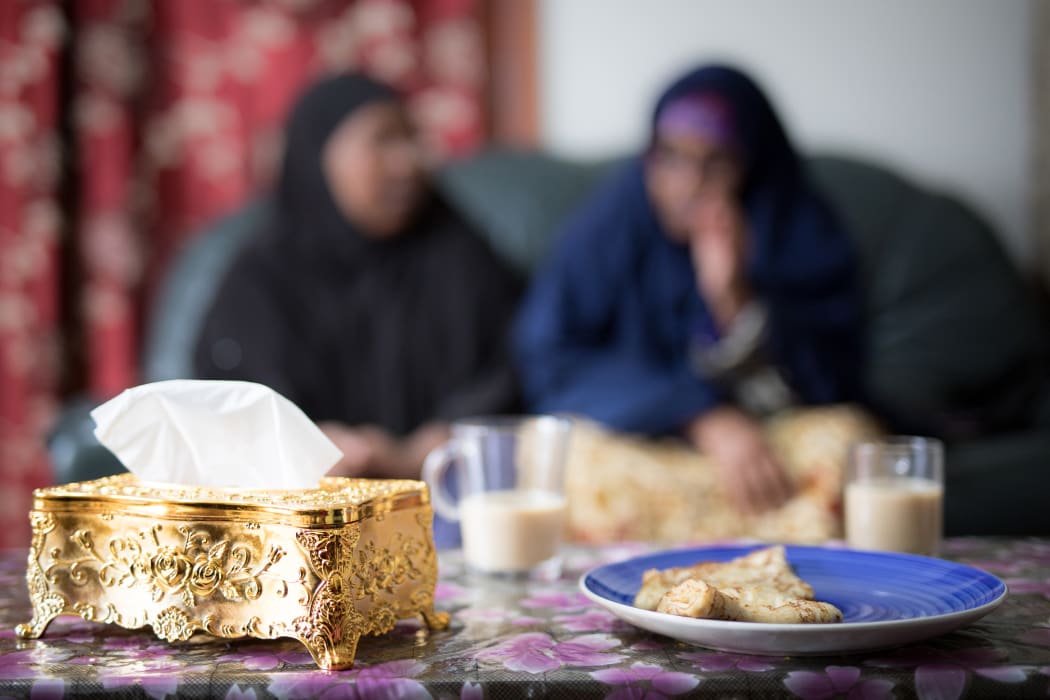 Originally from Somalia, Muhubo Ali Jama lost her husband of 25 years, Sheikh Muse Nur Awale. Preferring for her face not to be photographed, Muhubo talks with her friend Siman Omar, the mother of Widows of Shuhada's presenter, Asha Abdi.