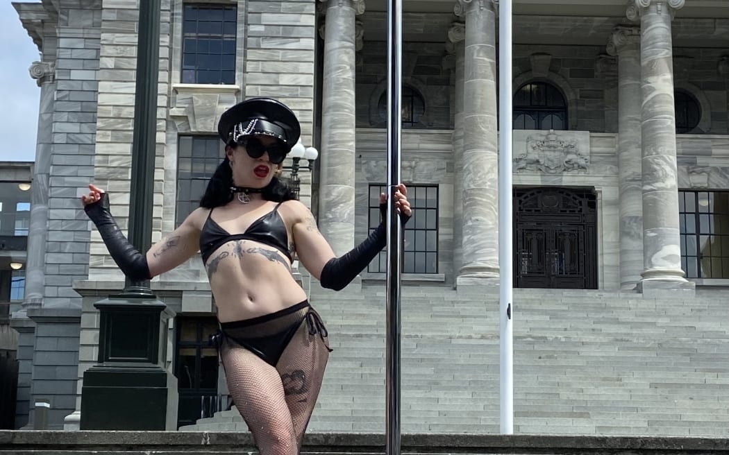 Vixen Temple outside Parliament on 3 February 2024.