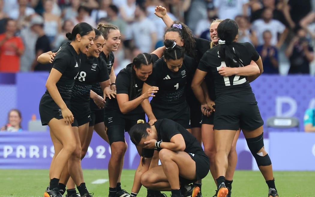 Black Ferns Sevens after winning gold at the Paris Olympics.