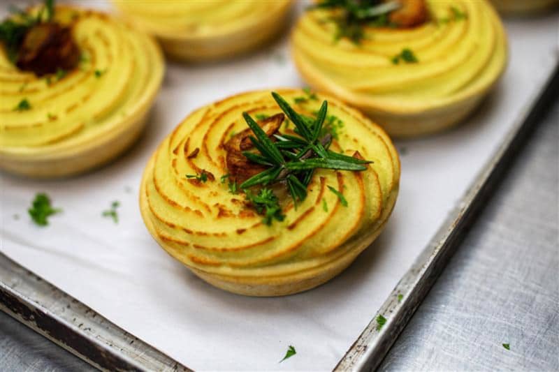 The potato topped pies at Rosedale Bakery & Café just after they've come out of the oven.