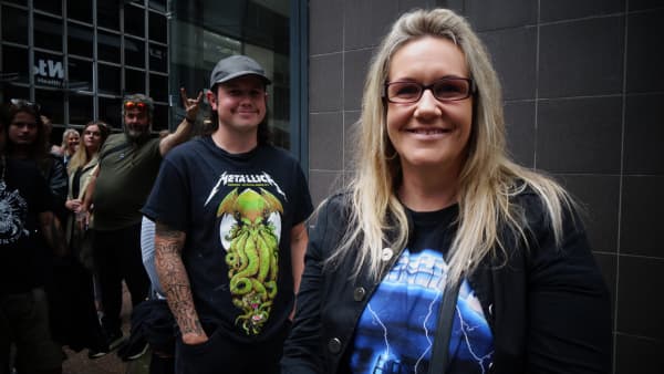 Metallica fans queue to buy merchandise in central Auckland before the band's gig at Eden Park.