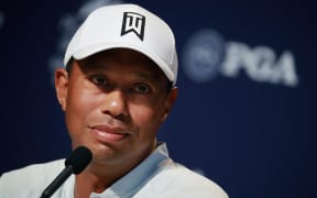 Tiger Woods speaks to the media during a press conference prior to the 2018 PGA Championship at Bellerive Country Club on August 7, 2018 in St. Louis, Missouri.