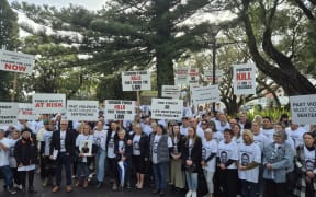 Over 100 people stood in support of Daniel Nganeko's whānau who we're inside the New Plymouth court for Daytona Thompson's sentencing
