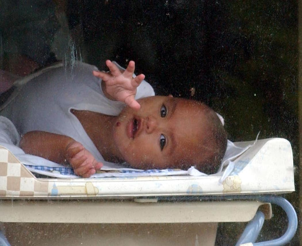 NEW ZEALAND - APRIL 22:  Baby Kahu Durie back home safe and well after been kidnapped on Saturday 13th April while out on a walk with mother Donna Hall and 2 teenage cousins.