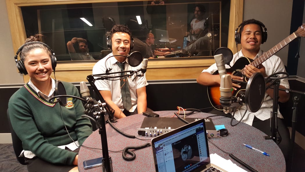 Rockquest and Pacifica Beats finalists Nicola Nimo, Henry Ape and Sonatane Kaufusi.