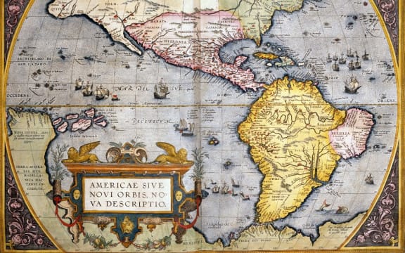 Abraham Ortelius (1528-1598)
"Theatrum Orbis Terrarum", Antwerp, 1570
The Americas. "Americae sive novis orbis, nova descriptio"
Private Collection (Photo by Alfredo Dagli Orti / Alfredo Dagli Orti / Photo12 via AFP)