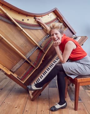 Sarah Nicolls with her Inside-Out Piano