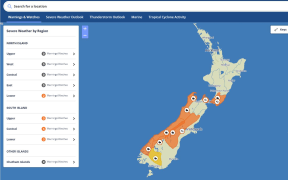 MetService weather warnings on the morning of 24/10/2024.