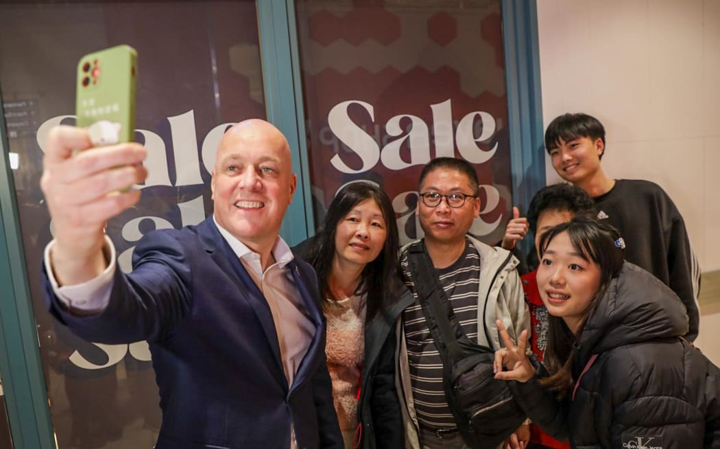 National Party leader Christopher Luxon at Westfield Riccarton Mall on 3 October 2023.