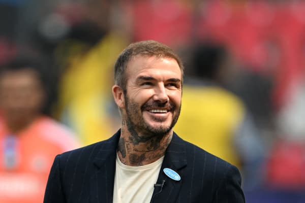 Former English football player David Beckham looks on before the start of the 2023 ICC Men's Cricket World Cup one-day international (ODI) first semi-final match between India and New Zealand at the Wankhede Stadium in Mumbai on November 15, 2023. (Photo by Punit PARANJPE / AFP) / -- IMAGE RESTRICTED TO EDITORIAL USE - STRICTLY NO COMMERCIAL USE -- - -- IMAGE RESTRICTED TO EDITORIAL USE - STRICTLY NO COMMERCIAL USE --