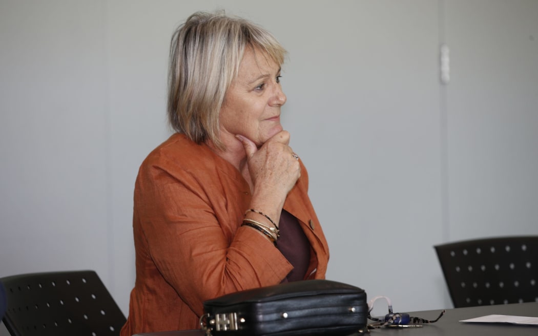 Kensington resident and former Whangārei District councillor Cherry Hermon at the Kensington emergency helicopter base lease extension meeting, 26 April 2023.