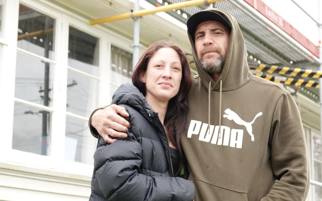 Jordan Lund and Hayden Hauraki are looking for a new home after their Kāinga Ora house in Levin was left uninhabitable.