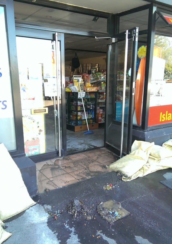 Businesses in Hills Road, Mairehau, were water damaged.