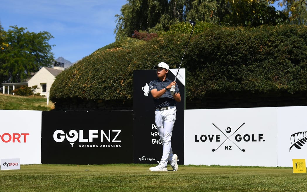 Jeffrey Guan of Australia during the 103rd New Zealand Open in Arrowtown, 2024.