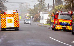 Featherston firefighters at work during high winds on 23 October 2025.