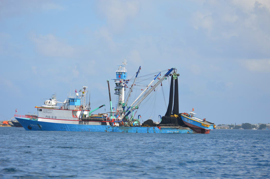 Pictured is one of the Win Far tuna fleet purse seiners with a helicopter on the bow