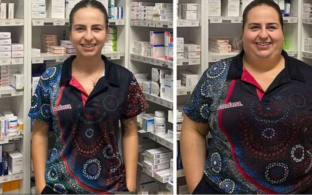 Mary Baker's photo (left) is thought to have been doctored (right) using artificial intelligence.