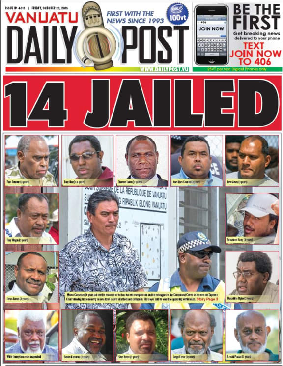 Vanuatu Daily Post front page, October 23 2015