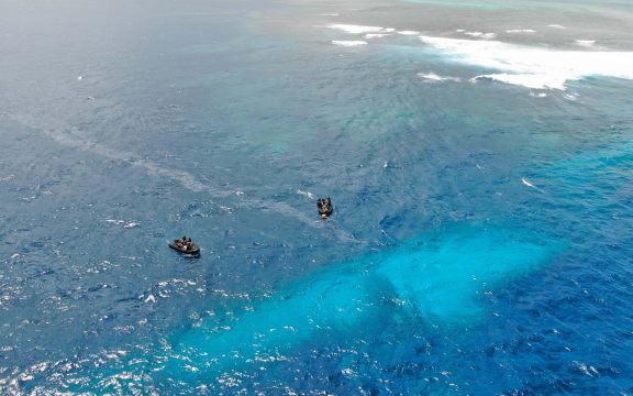 RNZN Naval Divers on the scene above HMNZS Manawanui, off the Southern Coast Of Upulo.